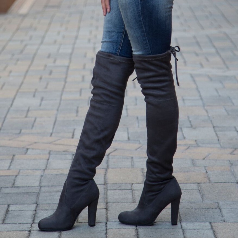 GREY Over the Knee/ Thigh High Suede Boot